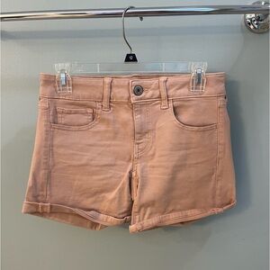 AMERICAN EAGLE Midi Super Stretch Jean Shorts, Pink, Size 4